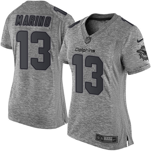 Women's Limited Dan Marino Nike Jersey Gray - #13 Gridiron NFL Miami Dolphins